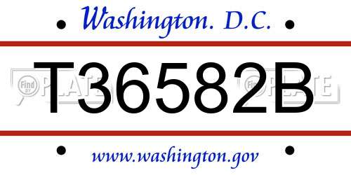 T36582B District Of Columbia License Plate