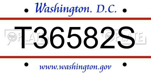 T36582S District Of Columbia License Plate
