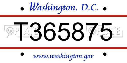 T365875 District Of Columbia License Plate