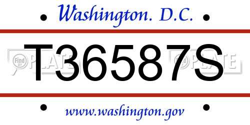 T36587S District Of Columbia License Plate