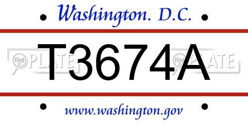 T3674A District Of Columbia License Plate