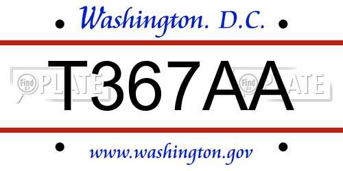 T367AA District Of Columbia License Plate