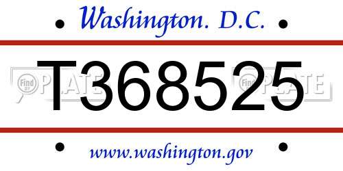 T368525 District Of Columbia License Plate