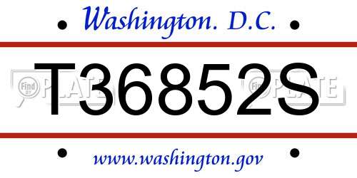 T36852S District Of Columbia License Plate