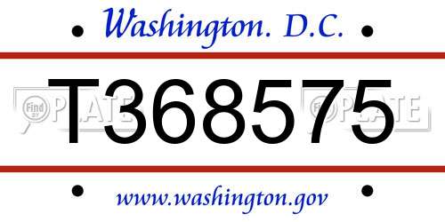 T368575 District Of Columbia License Plate