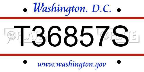 T36857S District Of Columbia License Plate