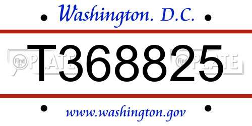 T368825 District Of Columbia License Plate