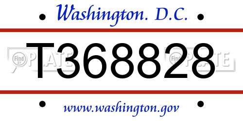 T368828 District Of Columbia License Plate