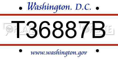 T36887B District Of Columbia License Plate