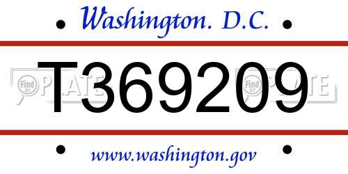 T369209 District Of Columbia License Plate