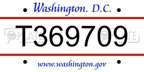 T369709 District Of Columbia License Plate