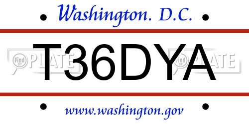 T36DYA District Of Columbia License Plate