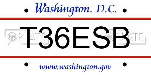 T36ESB District Of Columbia License Plate