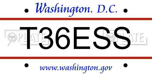 T36ESS District Of Columbia License Plate