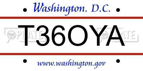 T36OYA District Of Columbia License Plate