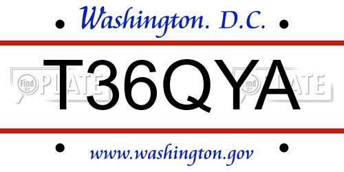 T36QYA District Of Columbia License Plate