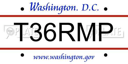 T36RMP District Of Columbia License Plate
