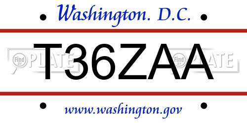 T36ZAA District Of Columbia License Plate