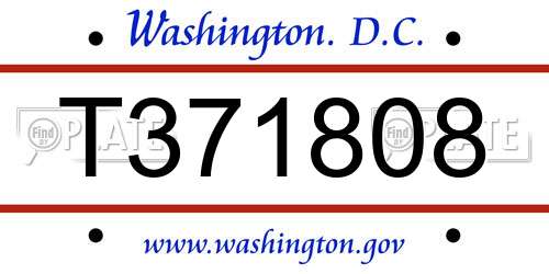 T371808 District Of Columbia License Plate