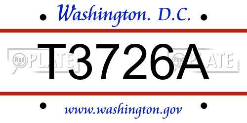 T3726A District Of Columbia License Plate