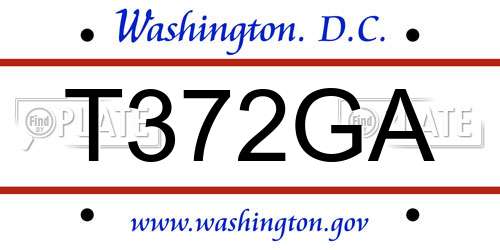 T372GA District Of Columbia License Plate