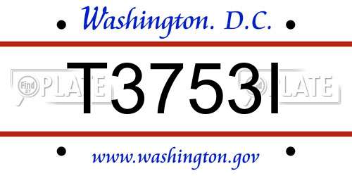 T3753I District Of Columbia License Plate