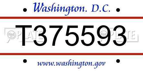 T375593 District Of Columbia License Plate