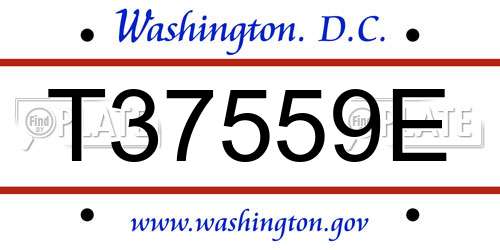 T37559E District Of Columbia License Plate