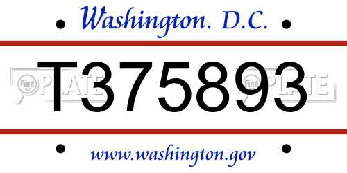 T375893 District Of Columbia License Plate