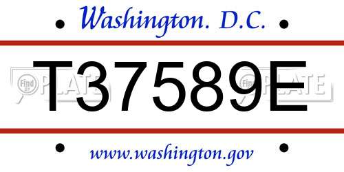 T37589E District Of Columbia License Plate