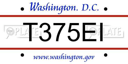 T375EI District Of Columbia License Plate