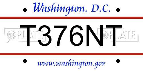 T376NT District Of Columbia License Plate