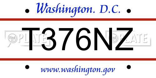 T376NZ District Of Columbia License Plate