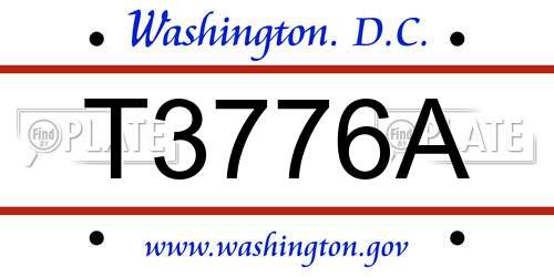 T3776A District Of Columbia License Plate