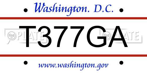 T377GA District Of Columbia License Plate