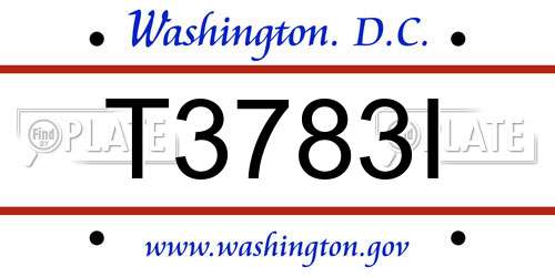 T3783I District Of Columbia License Plate