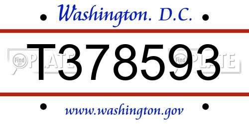 T378593 District Of Columbia License Plate