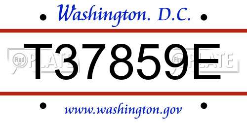 T37859E District Of Columbia License Plate