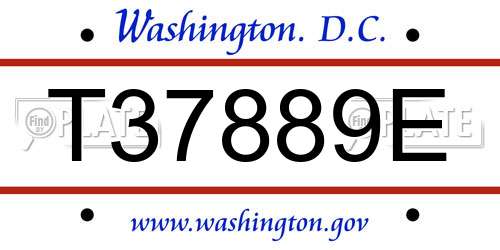 T37889E District Of Columbia License Plate