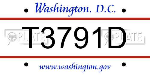 T3791D District Of Columbia License Plate