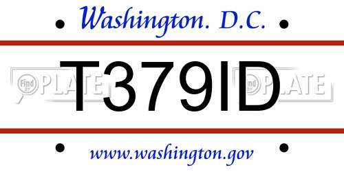 T379ID District Of Columbia License Plate