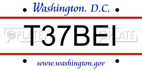 T37BEI District Of Columbia License Plate