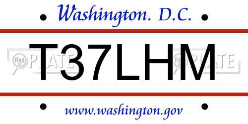T37LHM District Of Columbia License Plate