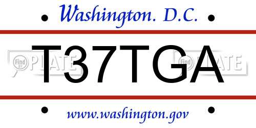 T37TGA District Of Columbia License Plate