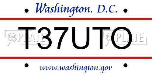T37UTO District Of Columbia License Plate