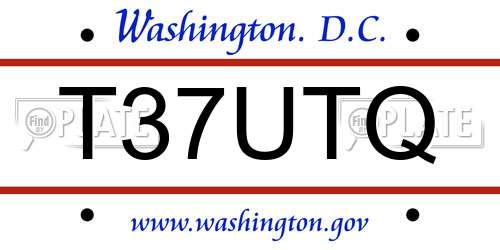 T37UTQ District Of Columbia License Plate
