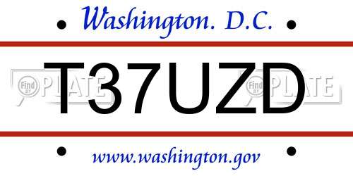 T37UZD District Of Columbia License Plate