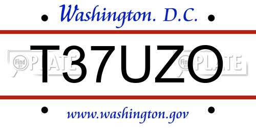 T37UZO District Of Columbia License Plate