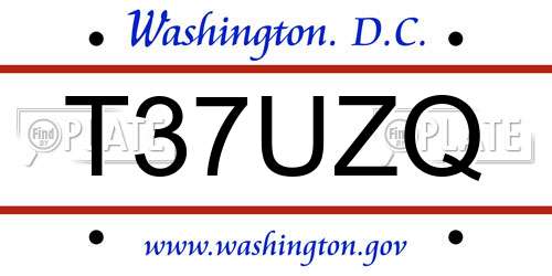 T37UZQ District Of Columbia License Plate