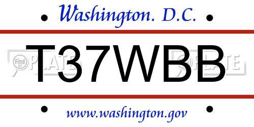 T37WBB District Of Columbia License Plate